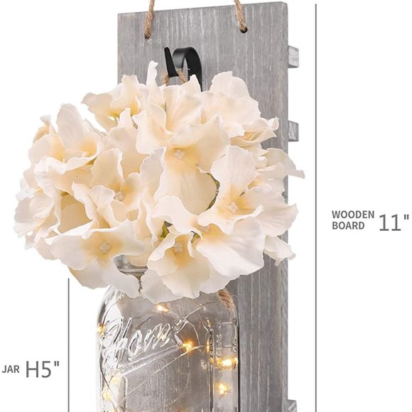 New 2 Set Decorative Rustic Mason Jar Wall Decor - Picture 2 of 6